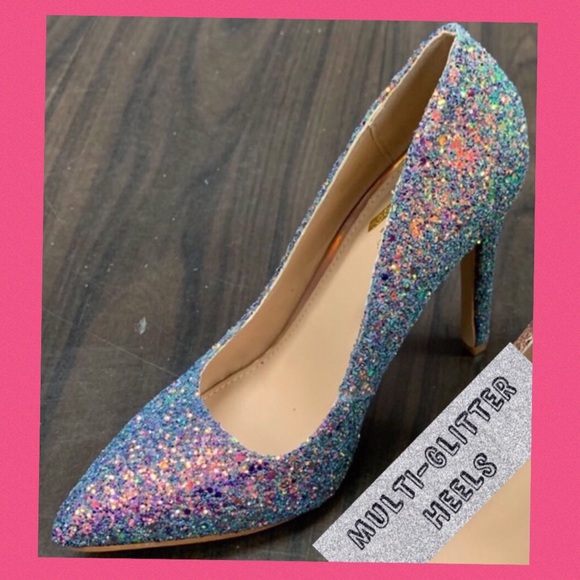 LAST 1❤️MULTI GLITTER POINTED TOE PUMPS/HEELS - Picture 3 of 8